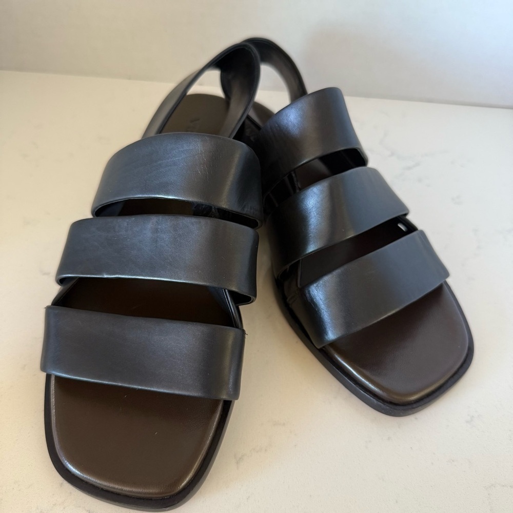 Vince Women’s Mazie Slingback Sandals – Black Leather – Size 6 - Picture 2 of 5